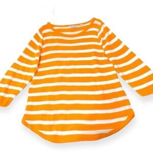 Textured 100% Cotton Orange Striped Tee. XL